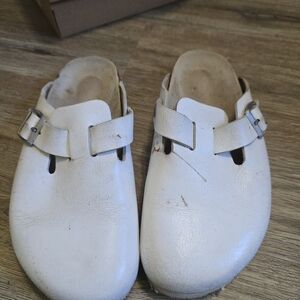 Birkenstock White Leather Mules